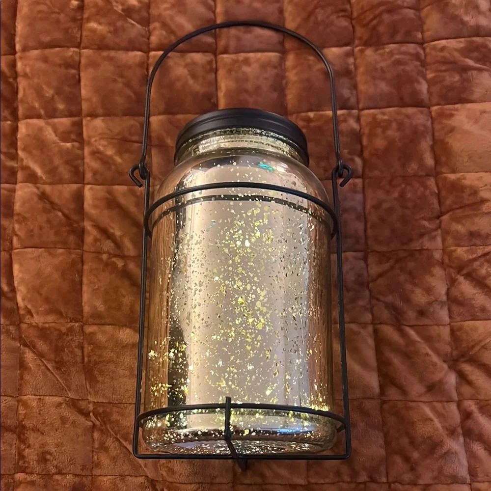 Chic Silver Lantern with Black Metal Frame